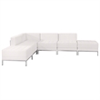 Pemberly Row 6 Piece Leather Straight Arm Sectional Set in White