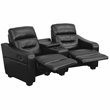 Pemberly Row 2 Seat Leather Reclining Home Theater Seating in Black