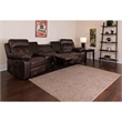 Pemberly Row 3 Seat Leather Reclining Home Theater Seating in Brown