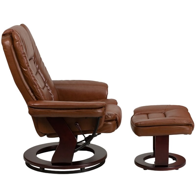 Pemberly Row Leather Recliner in Vintage Brown