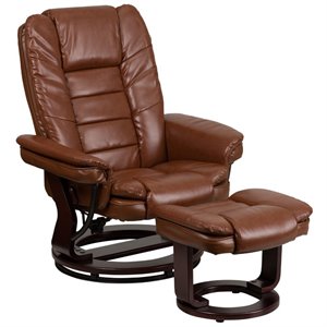 pemberly row leather recliner in vintage brown