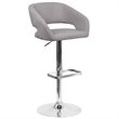 Pemberly Row Fabric Adjustable Bar Stool in Gray
