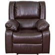 Pemberly Row Contemporary Leather Recliner with Pillow Back in Brown