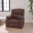 Pemberly Row Contemporary Leather Recliner with Pillow Back in Brown