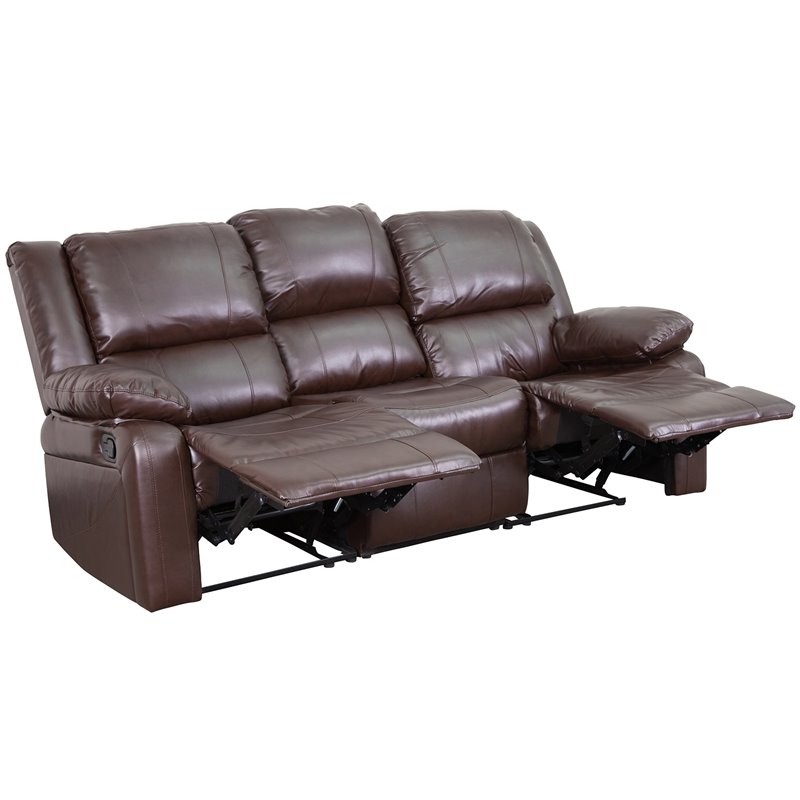Pemberly Row Leather Reclining Sofa in Brown Cymax Business