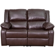 Pemberly Row Contemporary Leather/Foam Reclining Sofa in Brown