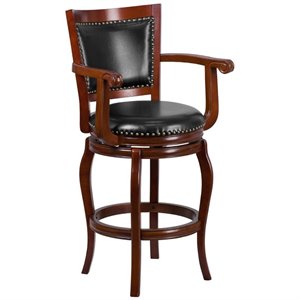 Pemberly Row 30&quot Wood Bar Stool in Cherry