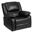 Pemberly Row Contemporary Leather Recliner with Pillow Back in Black
