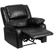 Pemberly Row Contemporary Leather Recliner with Pillow Back in Black