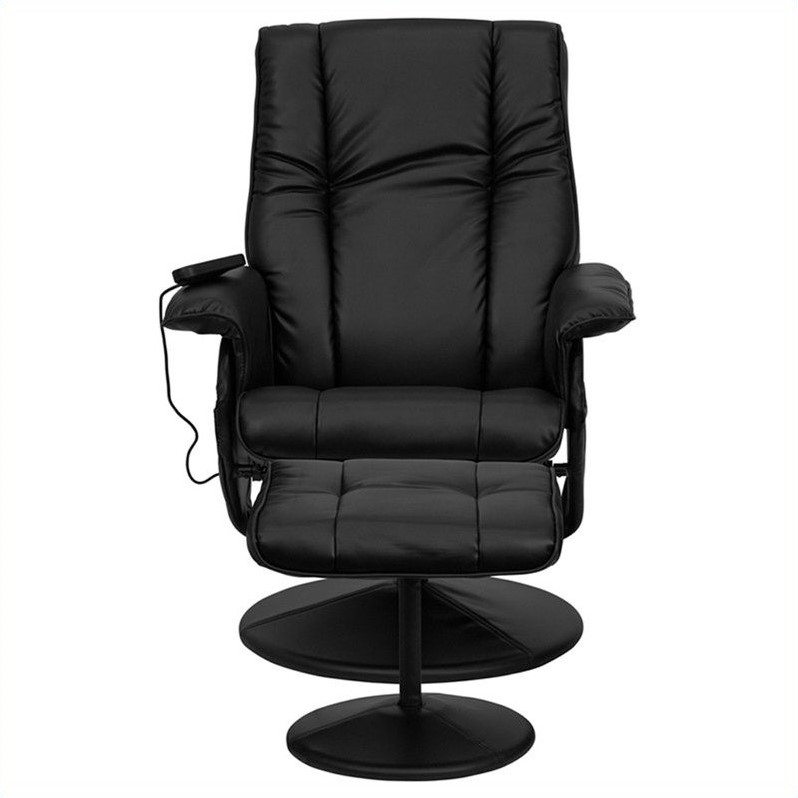 Pemberly Row Recliner and Ottoman in Black