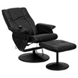 Pemberly Row Recliner and Ottoman in Black