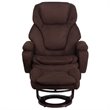 Pemberly Row Modern Microfiber Recliner and Ottoman in Brown