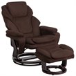Pemberly Row Modern Microfiber Recliner and Ottoman in Brown