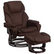 Pemberly Row Modern Microfiber Recliner and Ottoman in Brown