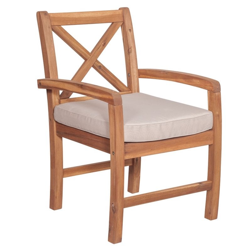 Pemberly Row X-Back Patio Chair with Cushion in Brown (Set of 2)