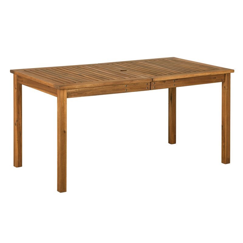 Pemberly Row Acacia Wood Patio Dining Table in Brown