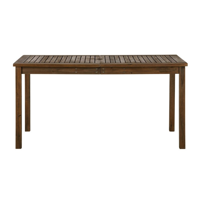 Pemberly Row Acacia Wood Patio Dining Table in Dark Brown