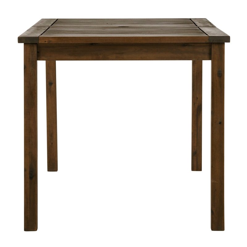 Pemberly Row Acacia Wood Patio Dining Table in Dark Brown