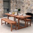 Pemberly Row 3 Piece Acacia Patio Dining Set in Brown