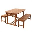 Pemberly Row 3 Piece Acacia Patio Dining Set in Brown