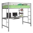 Pemberly Row Metal Twin Bed with Workstation in Silver