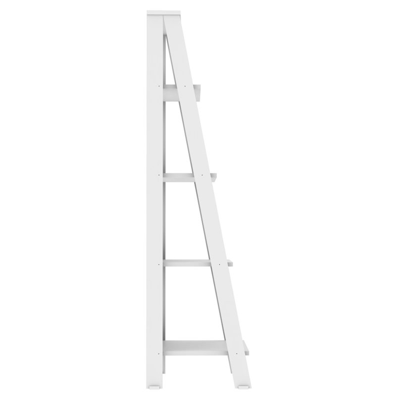 Pemberly Row 4-Shelf Wood Ladder Bookcase in White