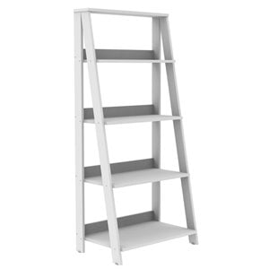 Pemberly Row 4-Shelf Wood Ladder Bookcase in White