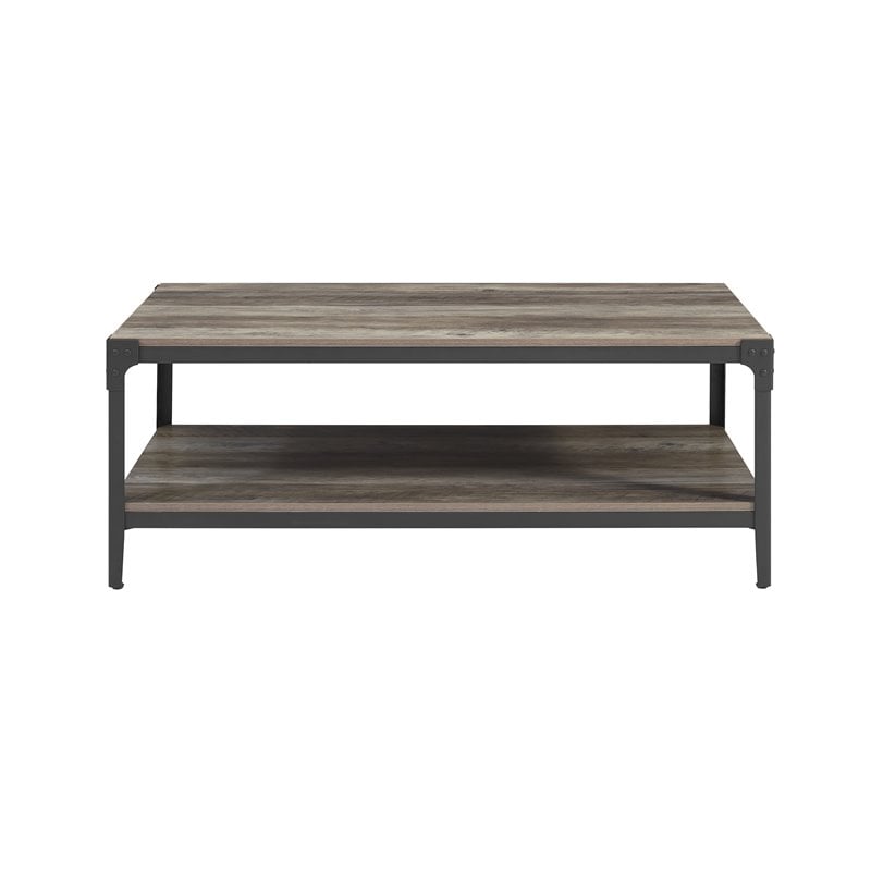 Pemberly Row Wood Coffee Table in Gray Wash
