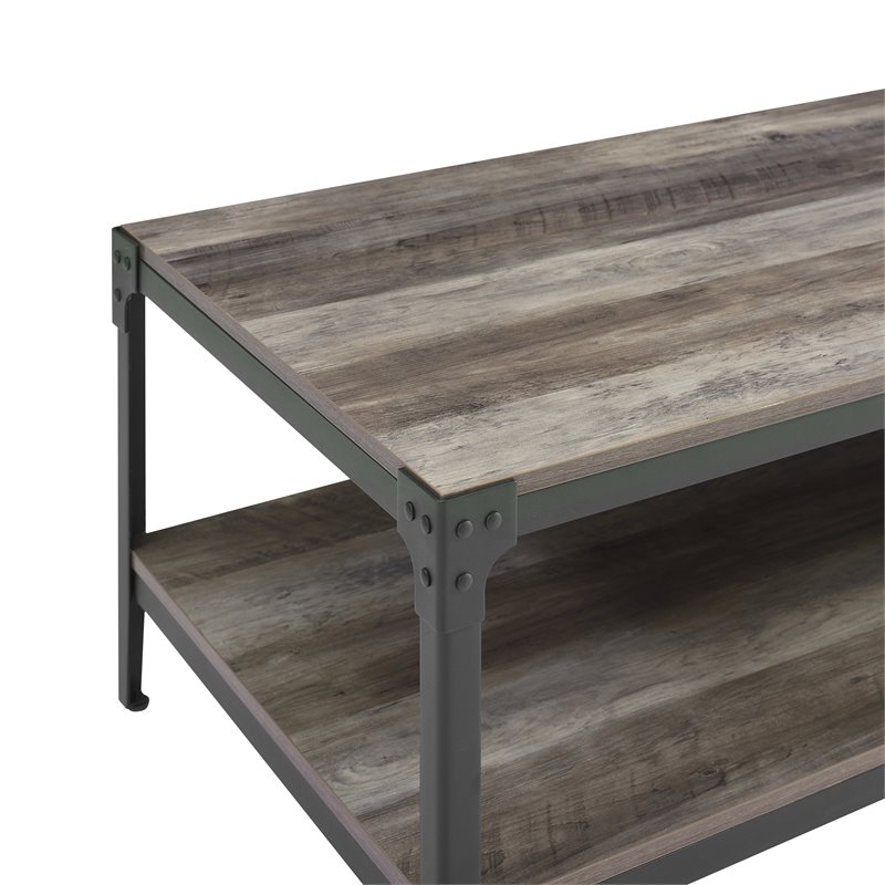 Pemberly Row Wood Coffee Table in Gray Wash