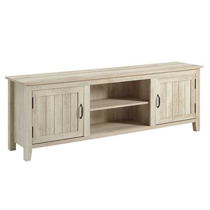 Pemberly Row Modern 2-Side Doors Wood TV Console for TVs up to 70&quot in White Oak