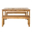 Pemberly Row Acacia Wood Patio 3-Piece Dining Set in Brown