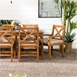Pemberly Row Acacia Wood Patio 7-Piece Dining Set in Brown