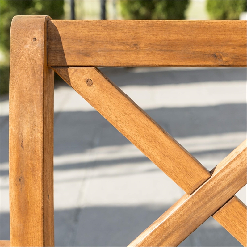 Pemberly Row Acacia Wood Patio 7-Piece Dining Set in Brown