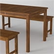 Pemberly Row Acacia Wood Patio 3-Piece Dining Set in Dark Brown
