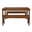 Pemberly Row Acacia Wood Patio 3-Piece Dining Set in Dark Brown
