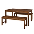Pemberly Row Acacia Wood Patio 3-Piece Dining Set in Dark Brown
