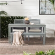 Pemberly Row Acacia Wood Patio 4-Piece Dining Set in Dark Brown