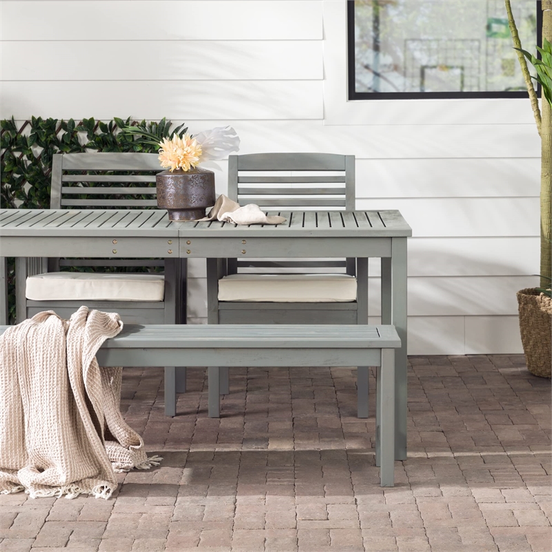 Pemberly Row Acacia Wood Patio 4-Piece Dining Set in Dark Brown