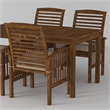 Pemberly Row Acacia Wood Patio 5-Piece Dining Set in Brown