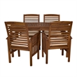 Pemberly Row Acacia Wood Patio 5-Piece Dining Set in Dark Brown