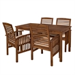 Pemberly Row Acacia Wood Patio 5-Piece Dining Set in Dark Brown