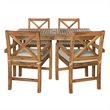 Pemberly Row Acacia Wood Patio 5-Piece Dining Set with x-shaped back in Brown