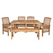 Pemberly Row Acacia Wood Patio 6-Piece Dining Set in Brown