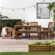 Pemberly Row Acacia Wood Patio 6-Piece Dining Set in Dark Brown
