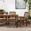 Pemberly Row Acacia Wood Patio 6-Piece Dining Set in Dark Brown
