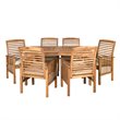 Pemberly Row Acacia Wood Patio 7-Piece Dining Set in Brown