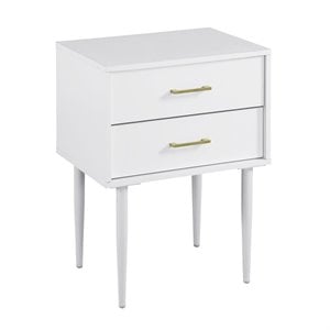Pemberly Row 20&quot Two Drawers Modern Wood Side Table in White