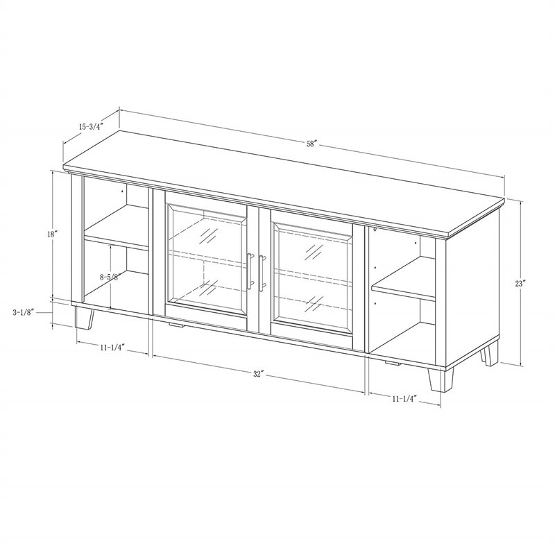 Pemberly Row TV Stand with Middle Doors in Dark Walnut