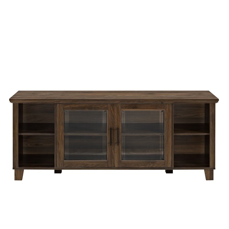 Pemberly Row TV Stand with Middle Doors in Dark Walnut