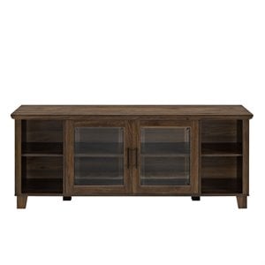 Pemberly Row TV Stand with Middle Doors in Dark Walnut